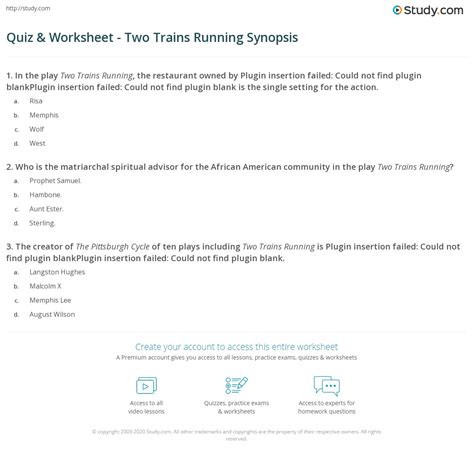 Quiz & Worksheet - Two Trains Running Synopsis | Study.com