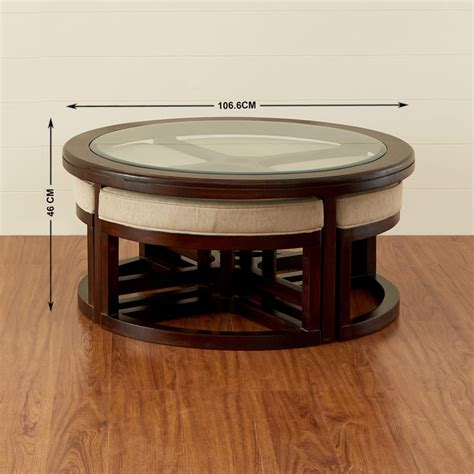 Buy Malmo Nxt Glass Top Coffee Table with Stools - Brown from Home ...