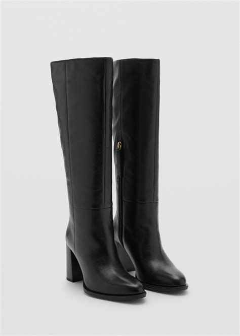 High heel leather boot - Women | MANGO Mauritius
