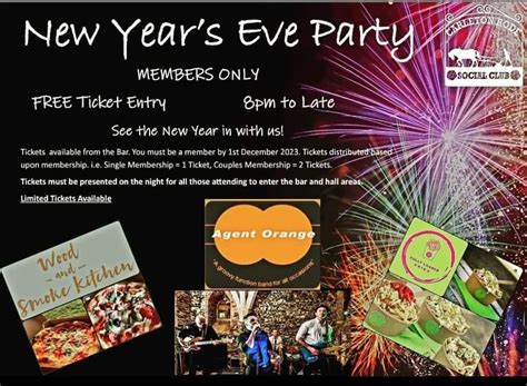 NYE party night with Agent Orange, Carleton Rode Social Club, Banham ...