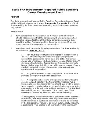 State FFA Introductory Extemporaneous Public Speaking ... Doc Template ...