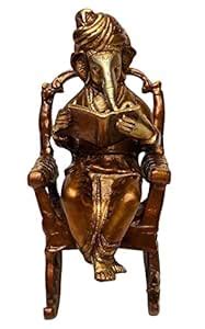 AONA Brass Statue Hindu Art Ganesha god Seated on a Rocking Chair ...