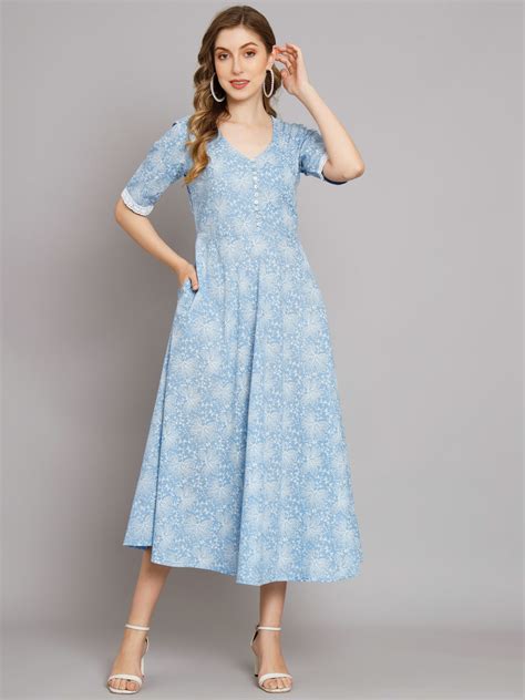 Blue Textured Print Lurex Maxi Embellished Dress – Decked Up