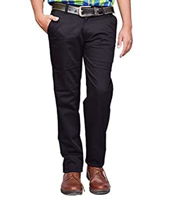 Buy British Terminal® Black Stretchable Relaxed Slim fit Casual Cotton ...