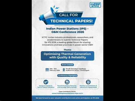NTPC Invites Papers for Indian Power Stations (IPS) O&M Conference 2026