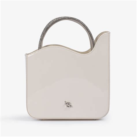 Petit sac cuir verni blanc milk avec Cristaux - Le Silla