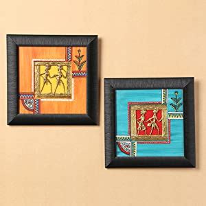 ExclusiveLane Abstract Warli and Dhokra Living Room Wall Decor Painting ...