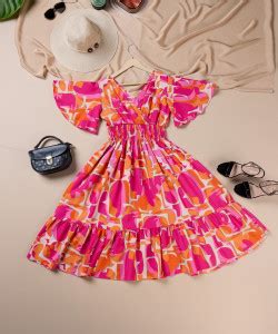 LookShine Women Fit and Flare Orange Midi/Calf Length Dress - Buy ...