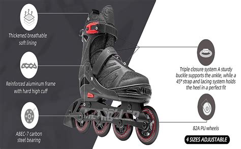 JD Fresh 4 Wheel Inline Skates Skating Shoes for Boys and Girls Age 10 ...