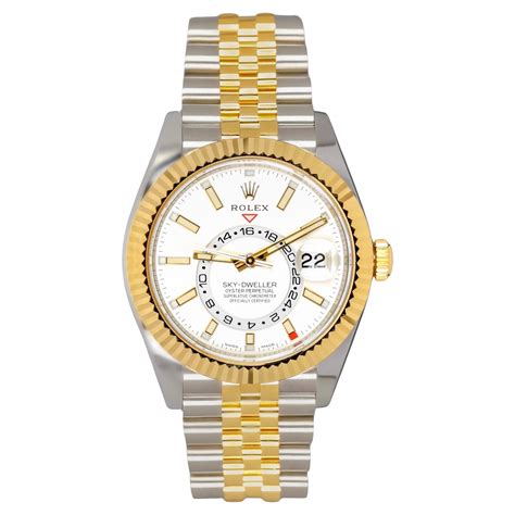 Rolex Sky-Dweller 42mm Stainless Steel Yellow Gold White Dial 326933 ...