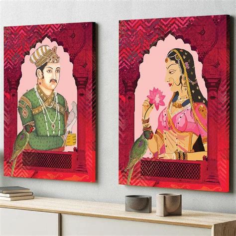 Buy Shah Jahan Aur Mumtaz Wall Painting - Set Of Two Online in India ...