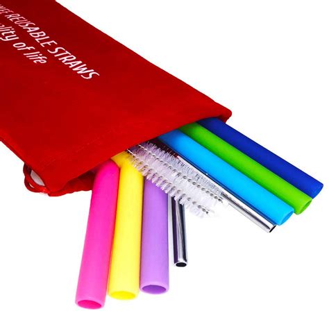 Big Reusable Silicone Drinking Straws with Case for 30 oz Tumblers ...