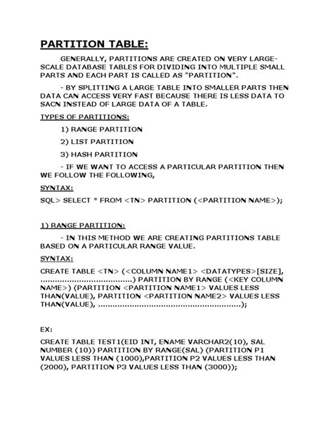 Image result for Oracle Partition Table
