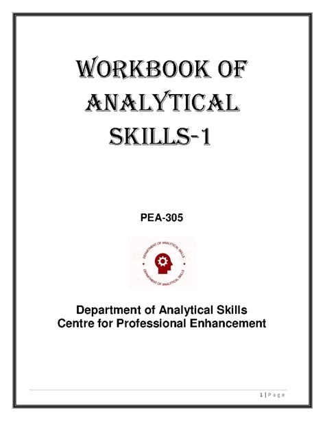 Pea 305 workbook - ... - WORKBOOK OF Analytical Skills- 1 PEA- 305 ...