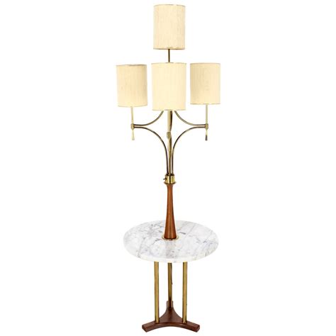 Vintage Mid-Century Floor Lamp with Marble Side Table at 1stDibs