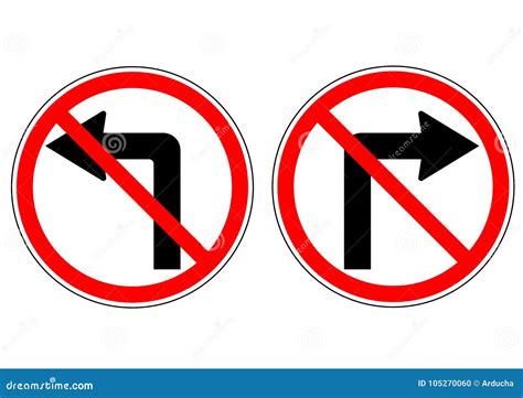 No Turn Left and Right Traffic Sign for Guide on the Road Stock Vector ...