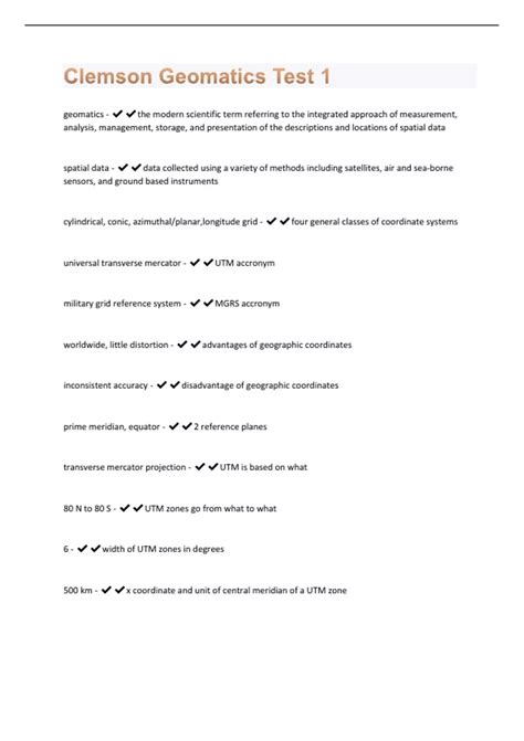Clemson Geomatics Test 1 | 91 Questions and Answers(A+ Solution guide ...