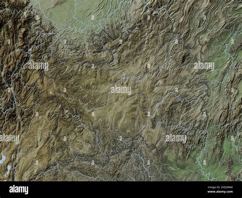 Guizhou, province of China. Elevation map colored in wiki style with lakes and rivers Stock ...