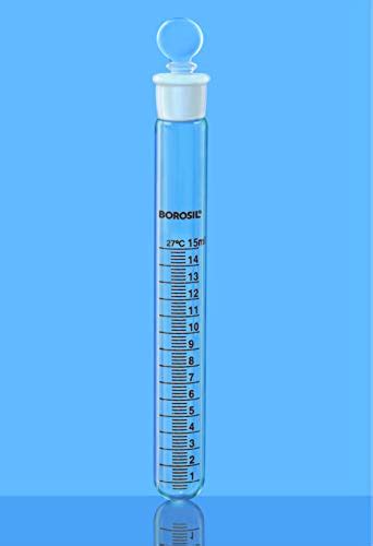 Borosil Test tube Graduated with I/C Stopper, Round bottom, Clear, 30ml ...