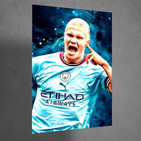 High-Quality Metal Posters - Footballer Erling Haaland EH02 | Vibrant ...