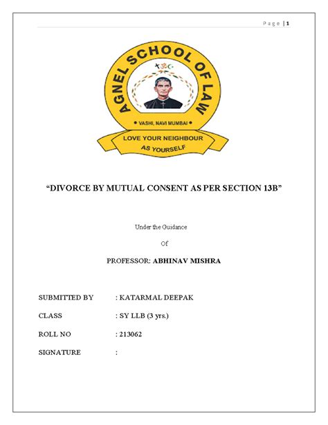 Divorce by Mutual Consent under section 13B - “DIVORCE BY MUTUAL ...