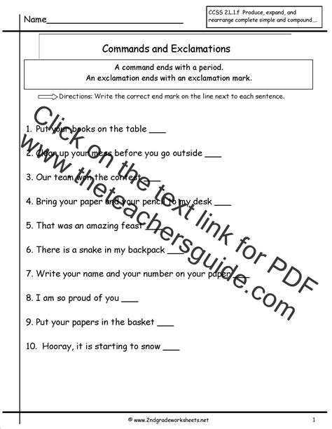 commands or exclamations worksheet | Types of sentences worksheet, Types of sentences, Sentence ...
