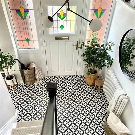 Black and White Tile Flooring for a Farmhouse Style Entry - Soul & Lane