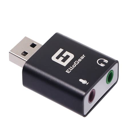 Buy ElloGear USB Audio Adapter with 2 3.5mm Input and Output Jacks, Add ...