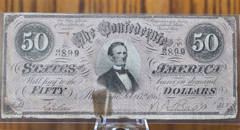 1864 Confederate States of America 50 Dollar Bill CS66 / T66- Civil Wa ...