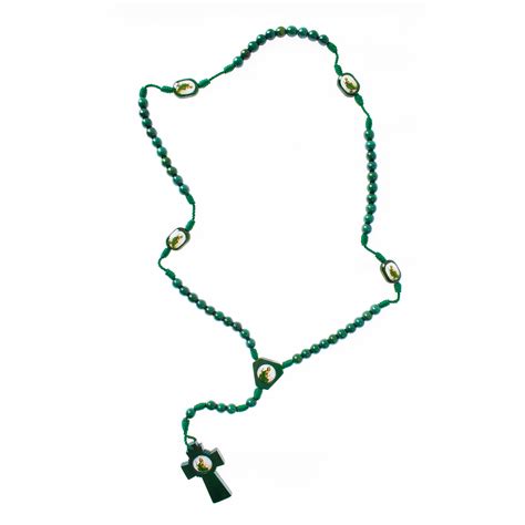 105 Rosario de San Judas Tadeo, de hilo con cuentas de madera verdes y ...