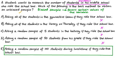 Question Video: Understanding Biased and Unbiased Samples | Nagwa