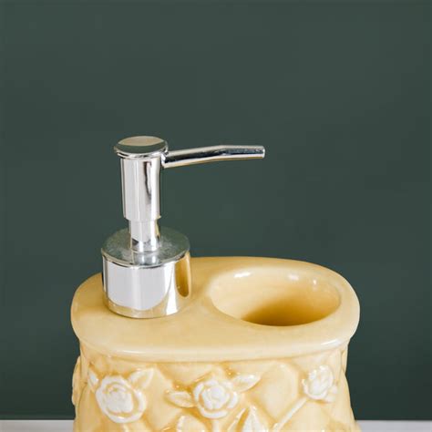 Premium Ceramic Soap Dispenser With Toothbrush Holder Yellow Online ...