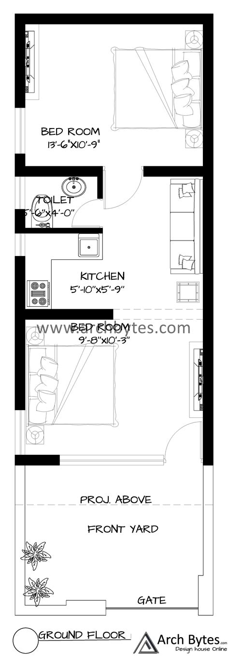 House Plan for 15 x 45 Feet Plot Size