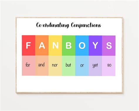 Fanboys Coordinating Conjunctions Poster | Colourful Literacy Printable ...