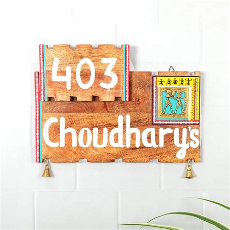 Buy 'Warli Square' Wooden Handpainted Name Plate - Artysta Gallery ...