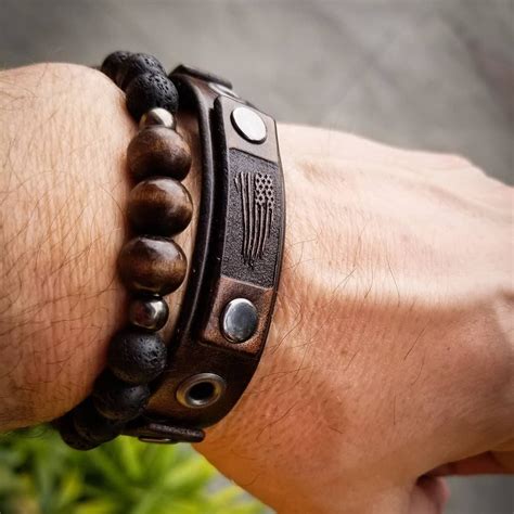 Vintage leather bracelet,Leather cuff bracelet, Men's Leather Bracelet ...