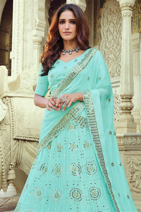 Buy Cyan Blue Designer Lehenga online-KARAGIRI | FESTIVE SALE – Karagiri