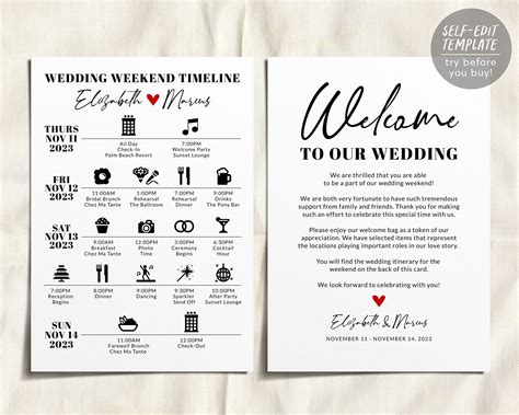 Sample Wedding Timeline Template
