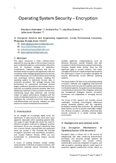 Operating System Security Encription 1 - Operating System Security ...