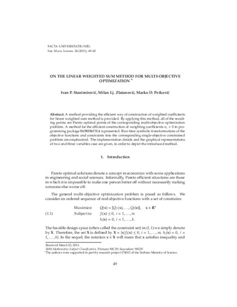 Multi-Objective Optimization Method Weighted Sum 的图像结果