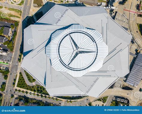 Aerial Drone Photo Mercedes Benz Stadium Atlanta Georgia USA Direct Overhead Photo Editorial ...