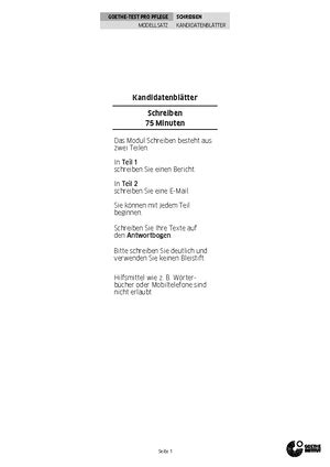 A1 Modelltest Paper 1 - Practice German A1 Level Exam - GOETHE ...