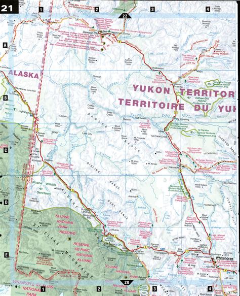 Map of Yukon Territory and border Alaska