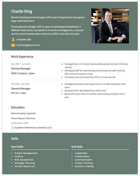 Image result for General Manager Resume Example