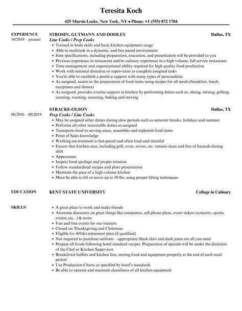 Line Cooks Resume Samples | Velvet Jobs