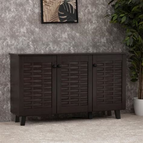 DeckUp Bei 3-Door Engineered Wood Shoe Rack with Wooden Legs (Walnut ...