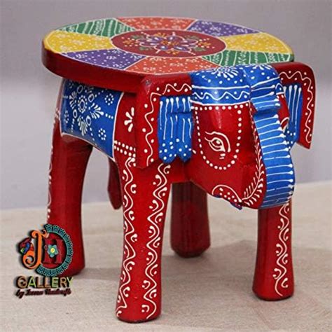 primium quality Wooden Decorative Rajastani Hand Painted Elephant Stool ...