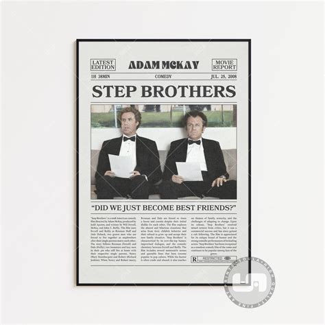 Step Brothers Poster, Adam Mckay, Movie Poster, Retro Newspaper, Black ...