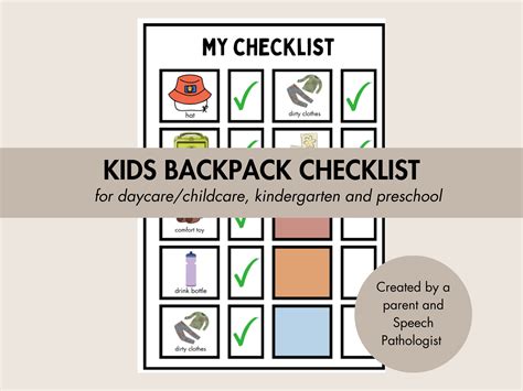 Editable Kids Visual Take Home Checklist Visual Backpack Checklist ...