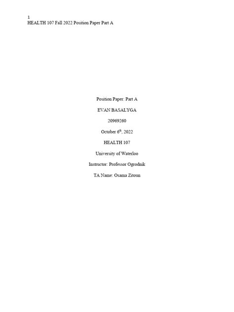 Position Paper Health 107 | PDF | Climate Change | Air Pollution